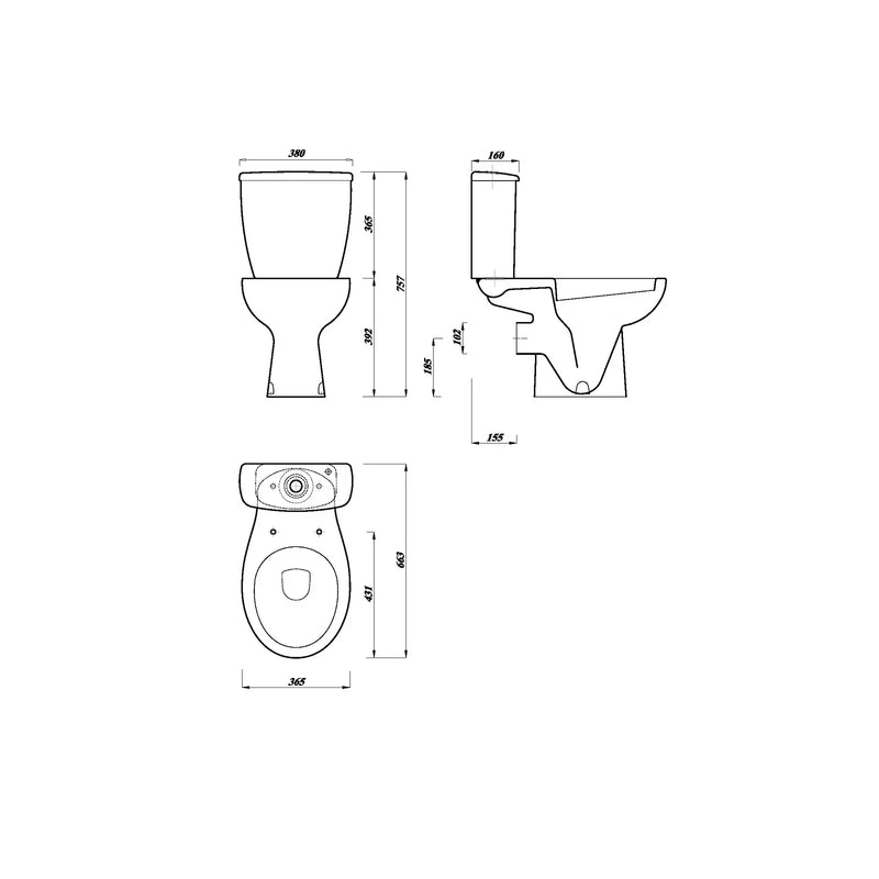Pure Baths Glade Smooth 390mm x 650mm x 365mm Close Coupled WC Pan - White