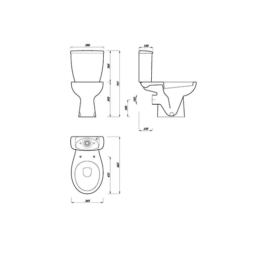 Pure Baths Glade Smooth 390mm x 650mm x 365mm Close Coupled WC Pan - White