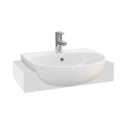 Pure Baths Drift 550mm x 490mm Round Semi Recessed 1 Tap Hole Basin - White