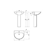 Pure Baths Drift 550mm x 460mm Round 1 Tap Hole Basin - White