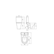 Pure Baths Drift Rimless 400mm x 600mm x 355mm Close Coupled Open Back WC Pan - White