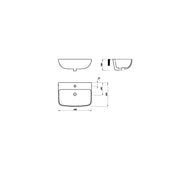 Pure Baths Eclipse 550mm x 395mm Square Semi Recessed 1 Tap Hole Basin