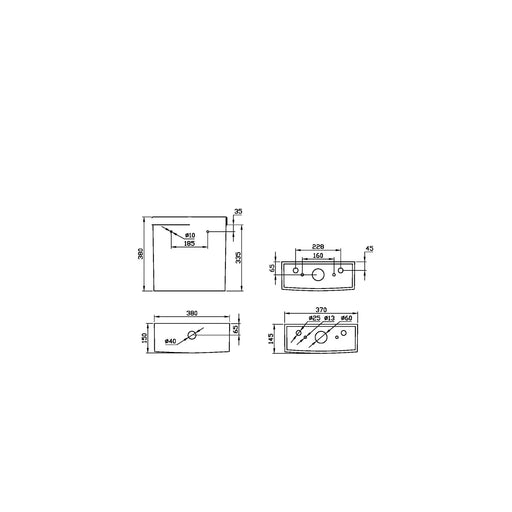 Pure Baths Eclipse Square 380mm x 380mm 6/4L Dual Flush Cistern & Mechanism - White