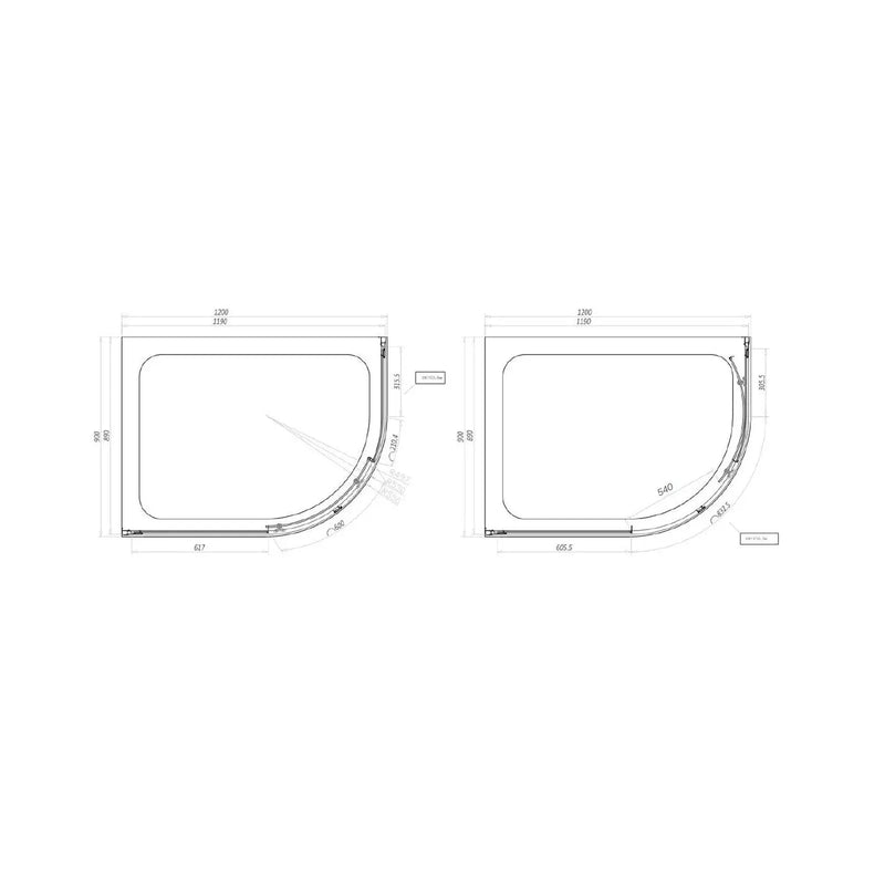 Pure Baths Belmont 6mm x 1200mm x 900mm 2 Door Quadrant Shower Enclosure