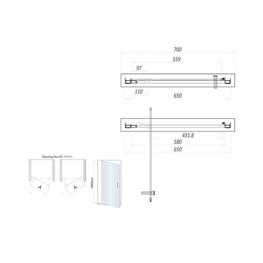 Pure Baths Belmont 6mm x 700mm Pivot Shower Door