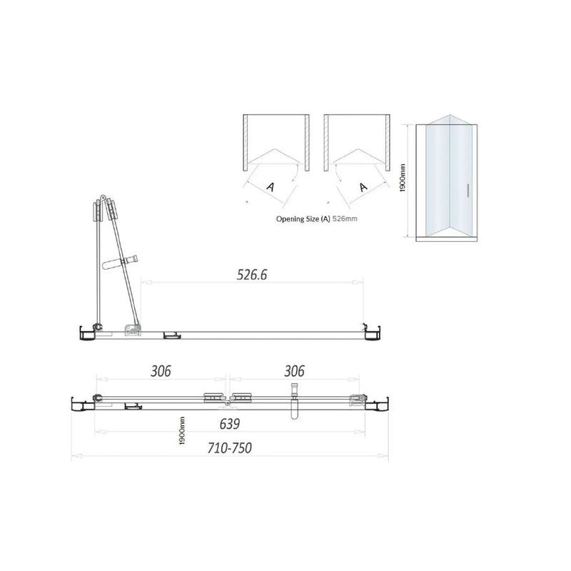 Pure Baths Belmont 6mm x 760mm Bi-fold Shower Door