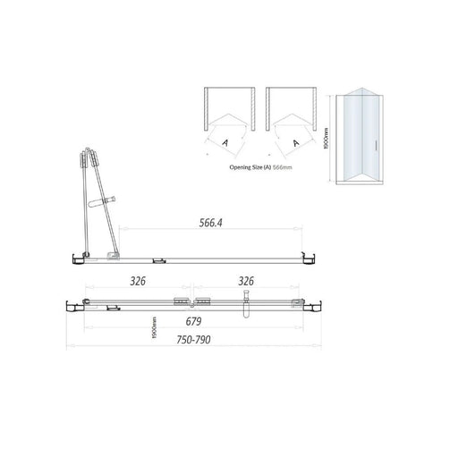 Pure Baths Belmont 6mm x 800mm Bi-fold Shower Door