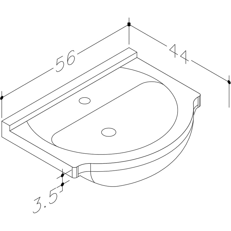 Pure Baths Echo 560mm 1 Tap Hole Ceramic Washbasin
