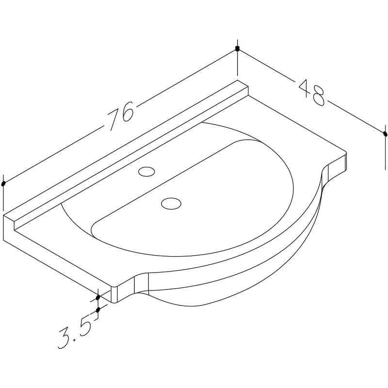 Pure Baths Echo 750mm 1 Tap Hole Ceramic Washbasin