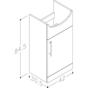 Pure Baths Echo 450mm x 850mm x 300mm Floorstanding 1 Door Cloakroom Vanity Unit w/ Handles - Gloss White