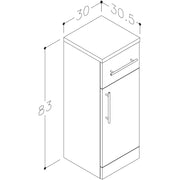 Pure Baths Echo 300mm x 850mm x 300mm 1 Door & 1 Drawer Cloakroom Vanity Unit w/ Handles - Gloss White