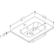 Pure Baths Thalia 610mm x 480mm 1 Tap Hole Ceramic Washbasin