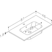 Pure Baths Thalia 810mm x 480mm 1 Tap Hole Ceramic Washbasin