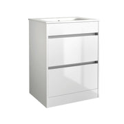 Pure Baths Thalia 590mm x 830mm x 455mm 2 Drawer Floorstanding Vanity Unit - Matt White