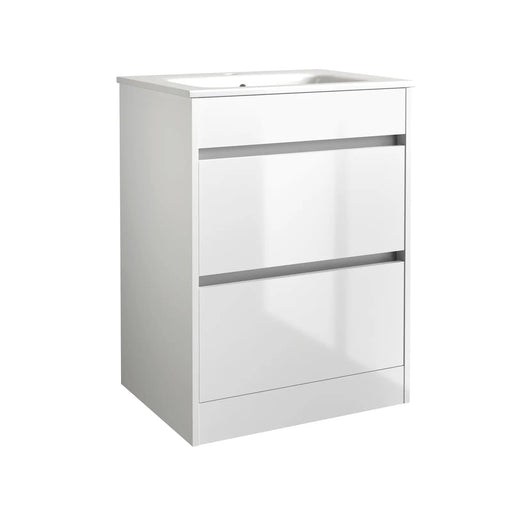 Pure Baths Thalia 590mm x 830mm x 455mm 2 Drawer Floorstanding Vanity Unit - Matt White