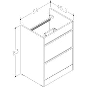 Pure Baths Thalia 590mm x 830mm x 455mm 2 Drawer Floorstanding Vanity Unit - Matt White