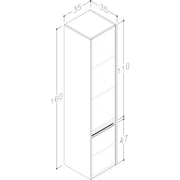 Pure Baths Thalia 1600mm x 350mm x 350mm 2 Door Tall Boy Storage Unit - Matt White