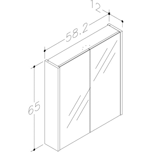 Pure Baths Thalia 580mm x 650mm 2 Door Mirror Cabinet w/ Glass Shelves - Matt White