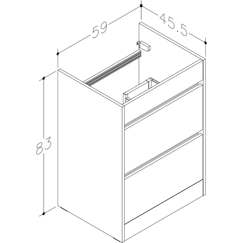 Pure Baths Thalia 590mm x 830mm x 455mm 2 Drawer Floorstanding Vanity Unit - Savannah Green