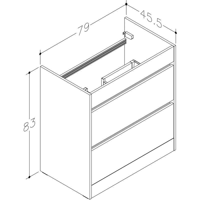 Pure Baths Thalia 790mm x 830mm x 455mm 2 Drawer Floorstanding Vanity Unit - Savannah Green