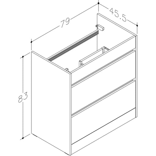 Pure Baths Thalia 790mm x 830mm x 455mm 2 Drawer Floorstanding Vanity Unit - Savannah Green