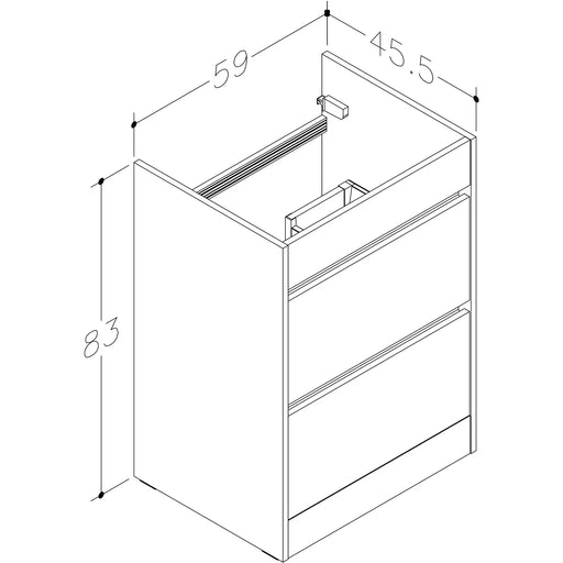Pure Baths Thalia 590mm x 830mm x 455mm 2 Drawer Floorstanding Vanity Unit - Matt Grey