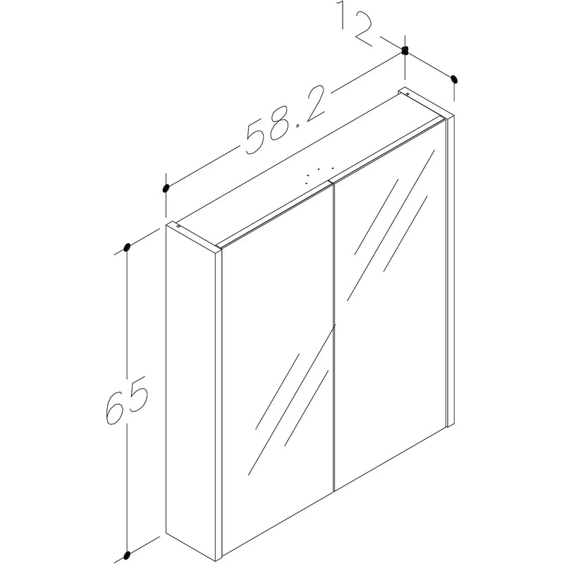 Pure Baths Thalia 580mm x 650mm 2 Door Mirror Cabinet w/ Glass Shelves - Matt Grey