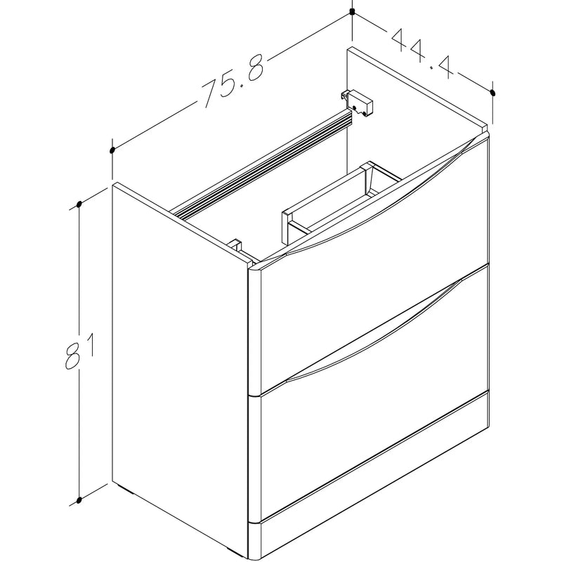 Pure Baths Isle 758mm x 810mm x 444mm 2 drawer Floorstanding Vanity Unit - Savannah Green
