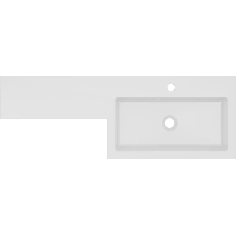 Pure Baths Kingsford 1100mm x 390mm 1 Tap Hole Right Handed L Shape Mineralcast Basin - White