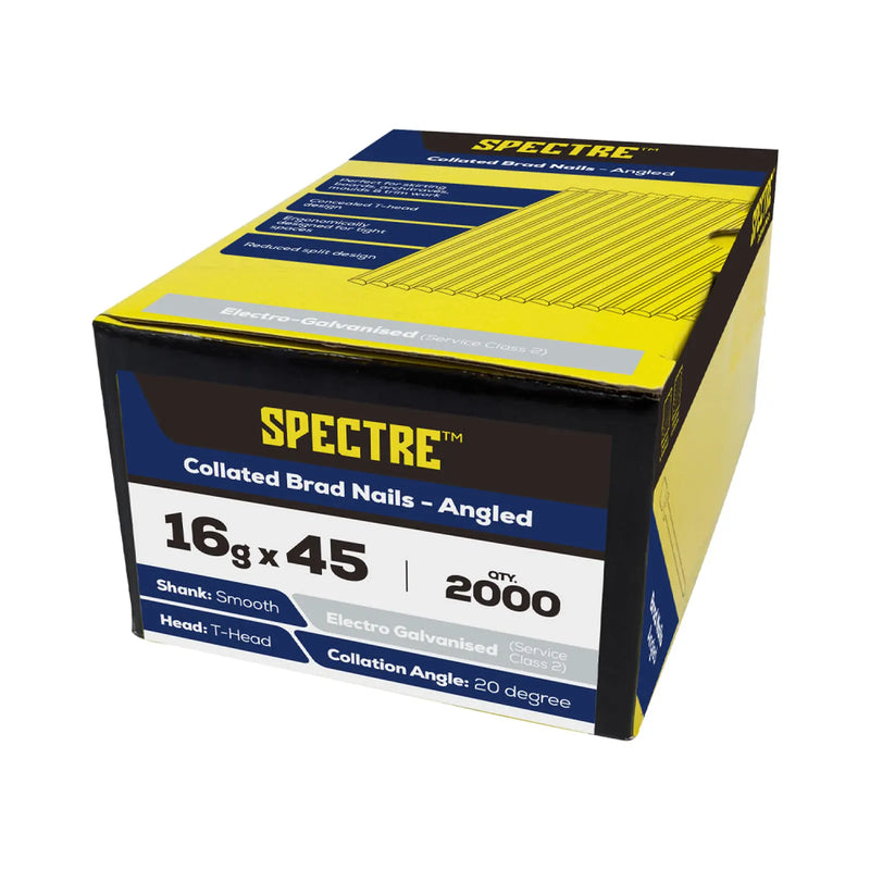 Spectre Brad Nails - Angled 16g x 64mm Bx 2000 SS-304 SS