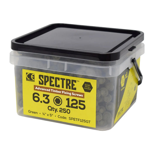 Spectre T/Fix Screw 6.3x125mm Tub 250 T17 Tip 1000hr Green