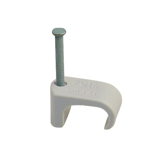Cable Clips Flat 6x10mm Bx 100 Nail 2.0x25mm Grey