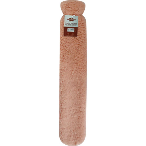Hearth & Home Long Hot Water Bottle With Sherpa Style Cover 2L Pink