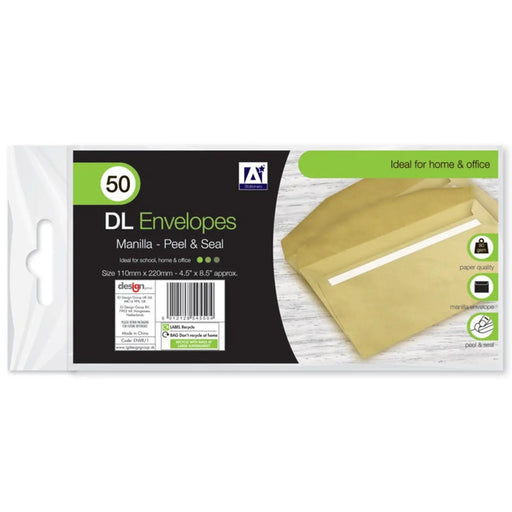 A Star DL Gummed Manila Envelopes Pack 30