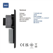 BG Dual Voltage Shaver Socket Matt Black