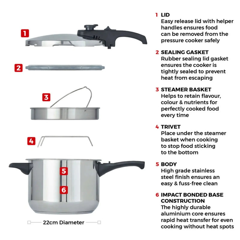 Tower Pressure Cooker 22cm 6L