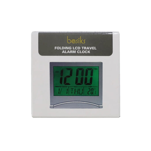 Basiks Folding LCD Travel Alarm Clock