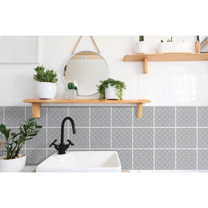 d-c-fix® Self Adhesive Wall Tile Lina Grey 15cm x 15cm / Pack Of 6