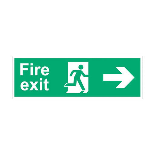 Fire exit (Man arrow right) - Self Adhesive PP (450 x 150mm) - Min Order 2