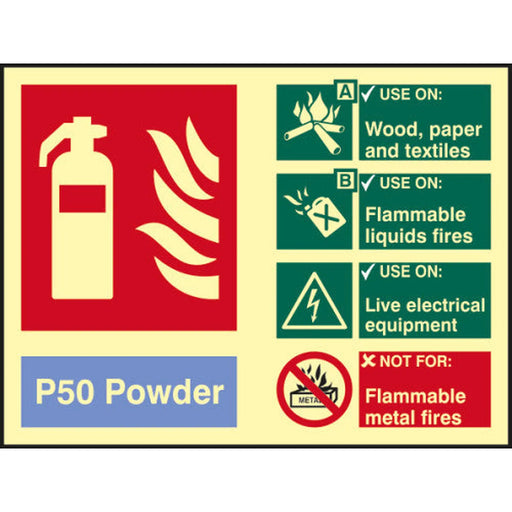 Fire Extinguisher composite - P50 Powder - PHO (200 x 150mm) - Min Order 2