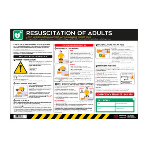 Safety Poster : Resuscitation of Adults - PVC Poster (594 x 420mm)