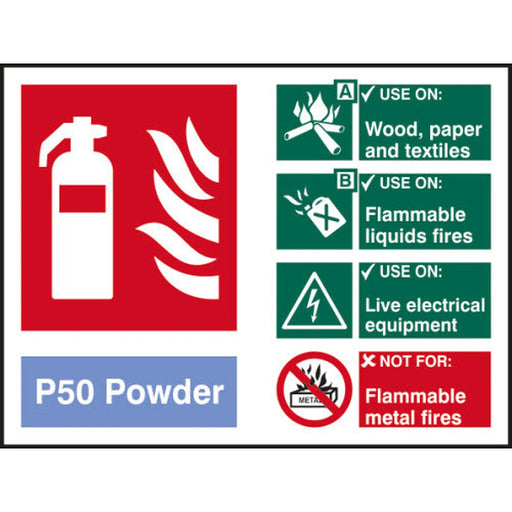 Fire Extinguisher composite - P50 Powder - SAV (200 x 150mm) - Min Order 2