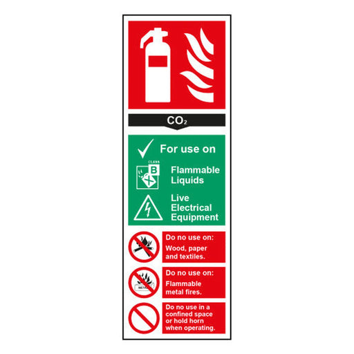 Fire extinguisher composite: CO2 - PP (100 x 300mm) - Min Order 4