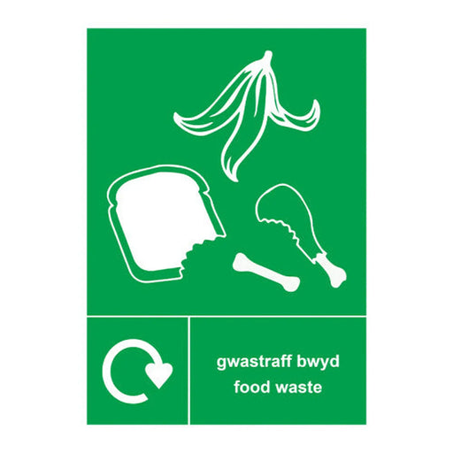 Recycling Welsh / English: Food waste - SAV (210 x 297mm - Min Order 2