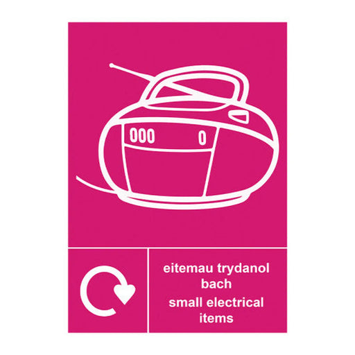 Recycling Welsh / English: Small electrical items - ACP (297 x 420mm)