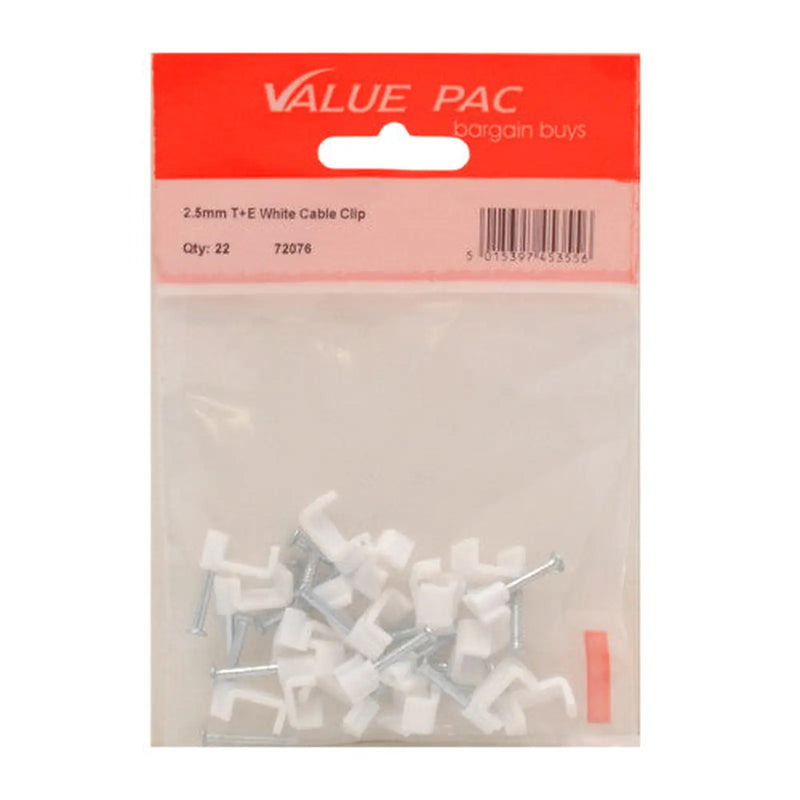 2.5mm T+E White Cable Clip - Pack of 10