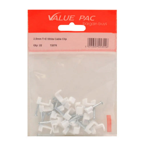 2.5mm T+E White Cable Clip - Pack of 10
