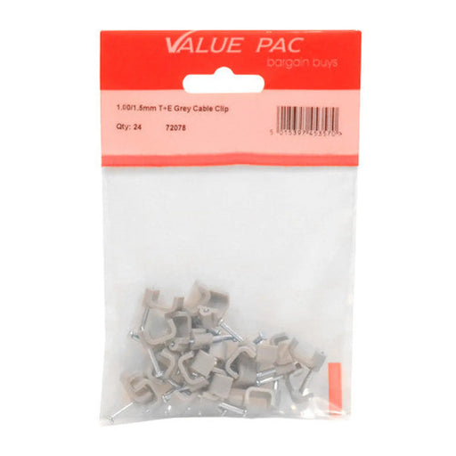 1.00/1.5mm T+E Grey Cable Clip - Pack of 10