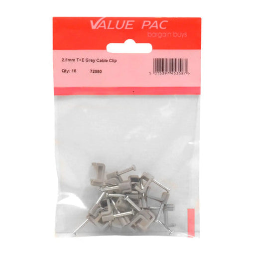 2.5mm T+E Grey Cable Clip - Pack of 10