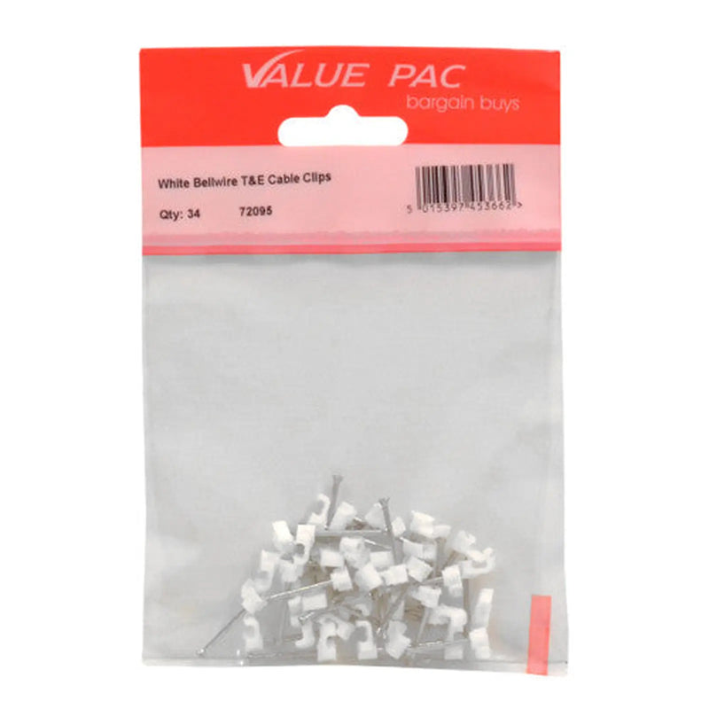 Bellwire T+E White Cable Clip - Pack of 10